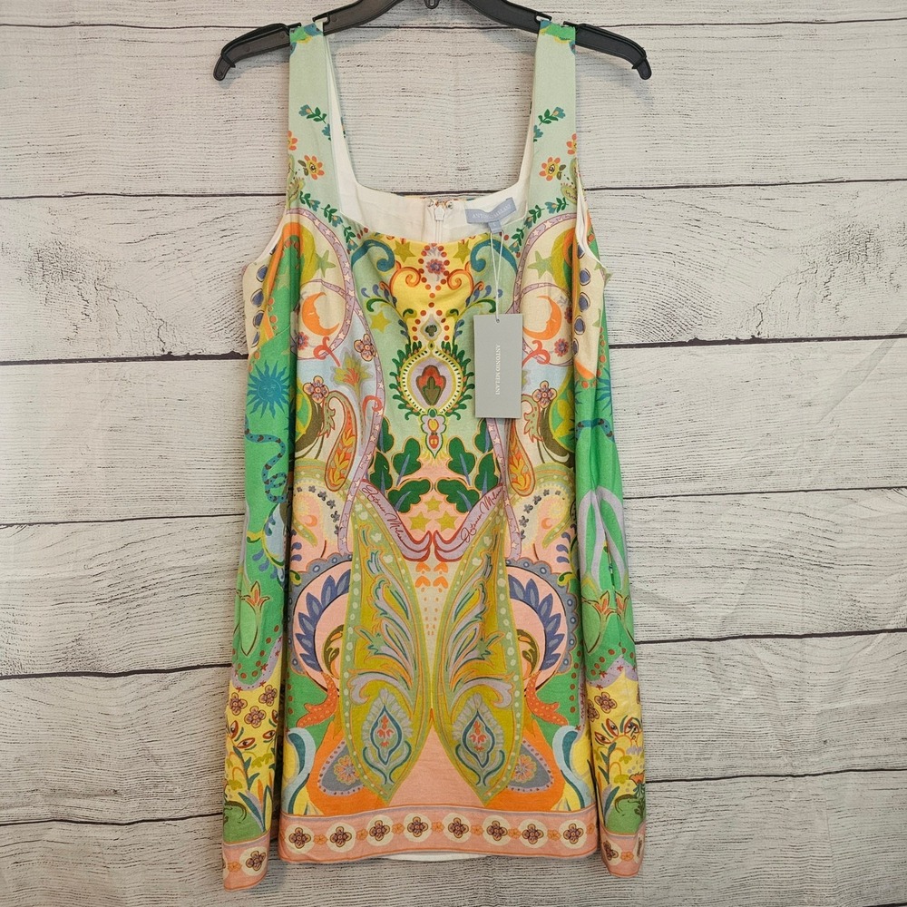 Antonio Melani XL Eliana Linen Blend Paisley Celestial Short Dress NWT 1246